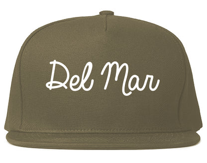 Del Mar California CA Script Mens Snapback Hat Grey