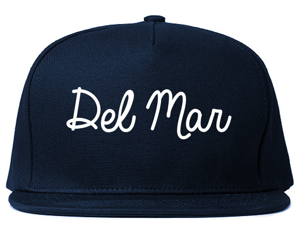 Del Mar California CA Script Mens Snapback Hat Navy Blue