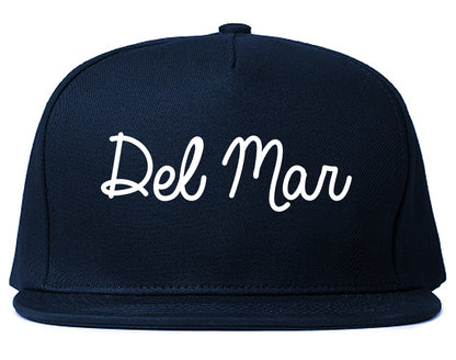Del Mar California CA Script Mens Snapback Hat Navy Blue