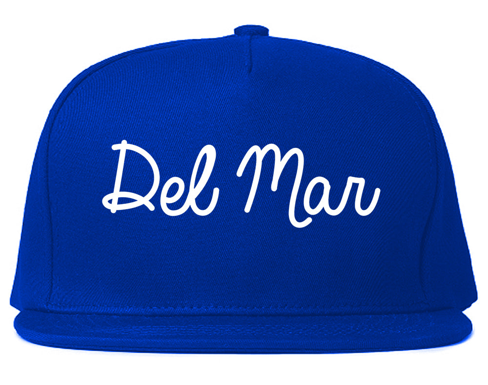 Del Mar California CA Script Mens Snapback Hat Royal Blue
