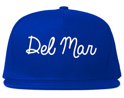 Del Mar California CA Script Mens Snapback Hat Royal Blue