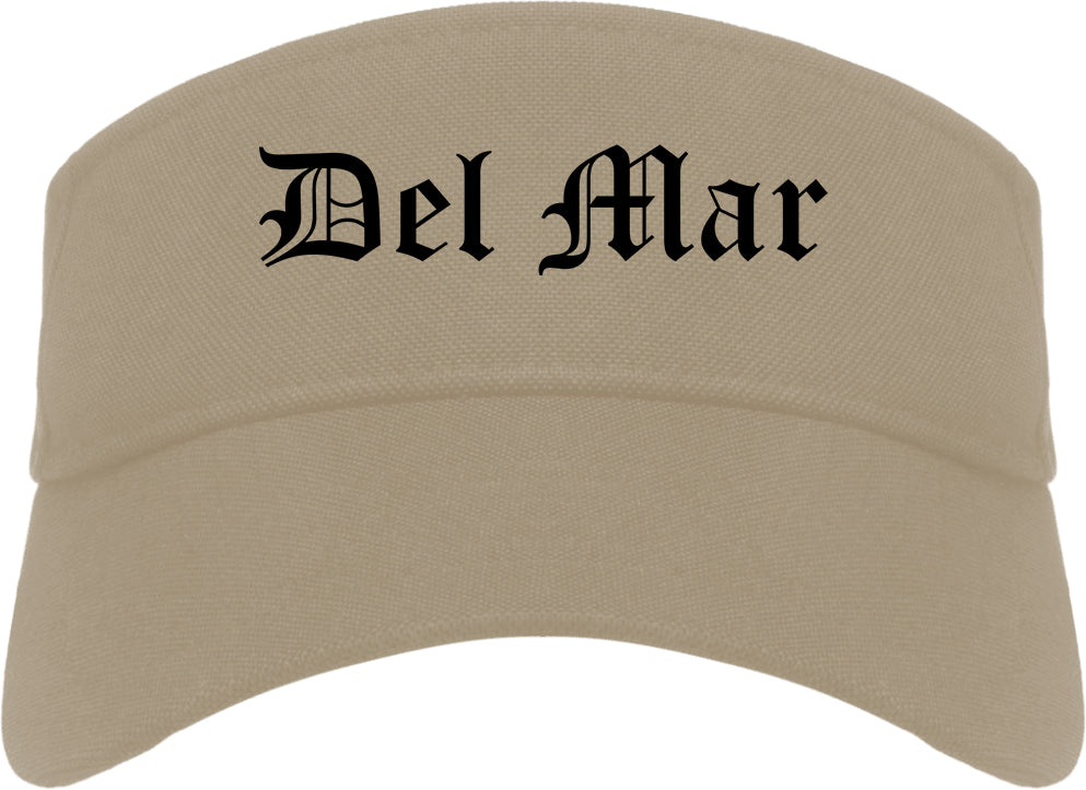 Del Mar California CA Old English Mens Visor Cap Hat Khaki