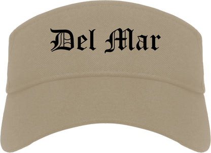 Del Mar California CA Old English Mens Visor Cap Hat Khaki