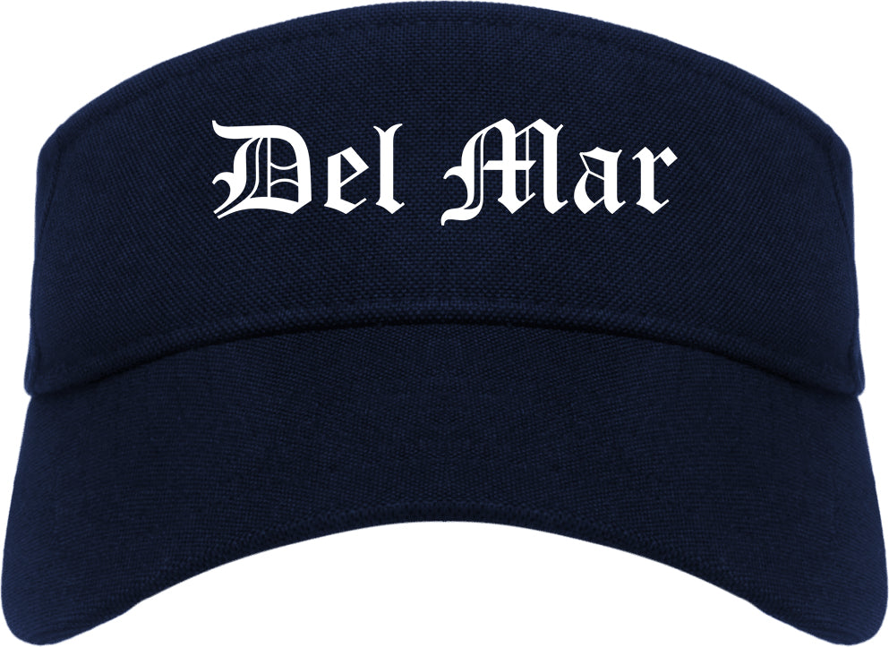 Del Mar California CA Old English Mens Visor Cap Hat Navy Blue