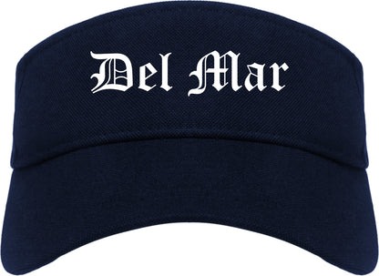 Del Mar California CA Old English Mens Visor Cap Hat Navy Blue