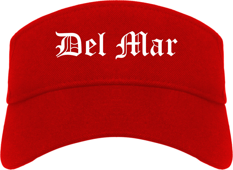 Del Mar California CA Old English Mens Visor Cap Hat Red