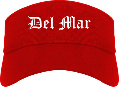 Del Mar California CA Old English Mens Visor Cap Hat Red