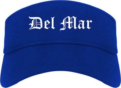 Del Mar California CA Old English Mens Visor Cap Hat Royal Blue
