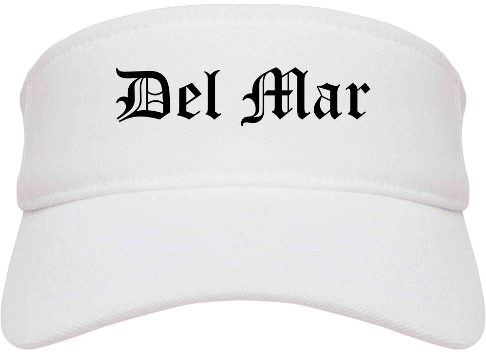 Del Mar California CA Old English Mens Visor Cap Hat White
