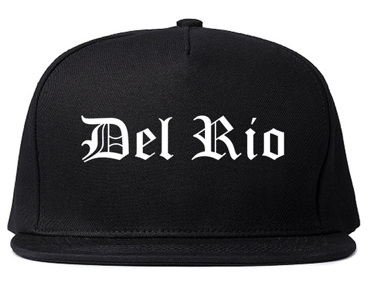 Del Rio Texas TX Old English Mens Snapback Hat Black