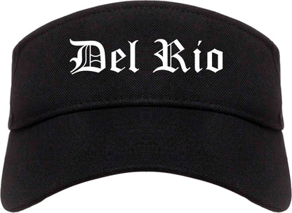 Del Rio Texas TX Old English Mens Visor Cap Hat Black
