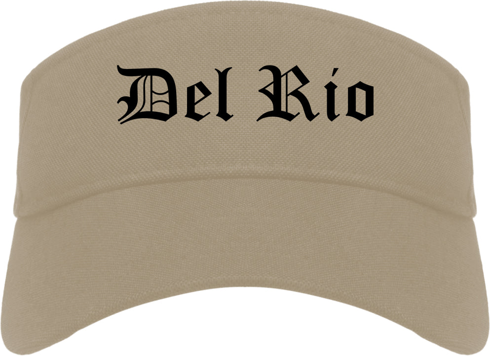 Del Rio Texas TX Old English Mens Visor Cap Hat Khaki