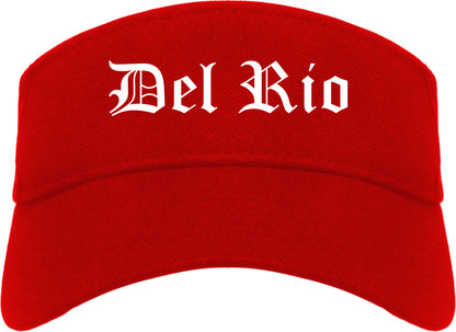 Del Rio Texas TX Old English Mens Visor Cap Hat Red