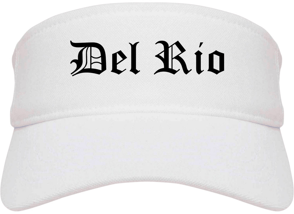Del Rio Texas TX Old English Mens Visor Cap Hat White