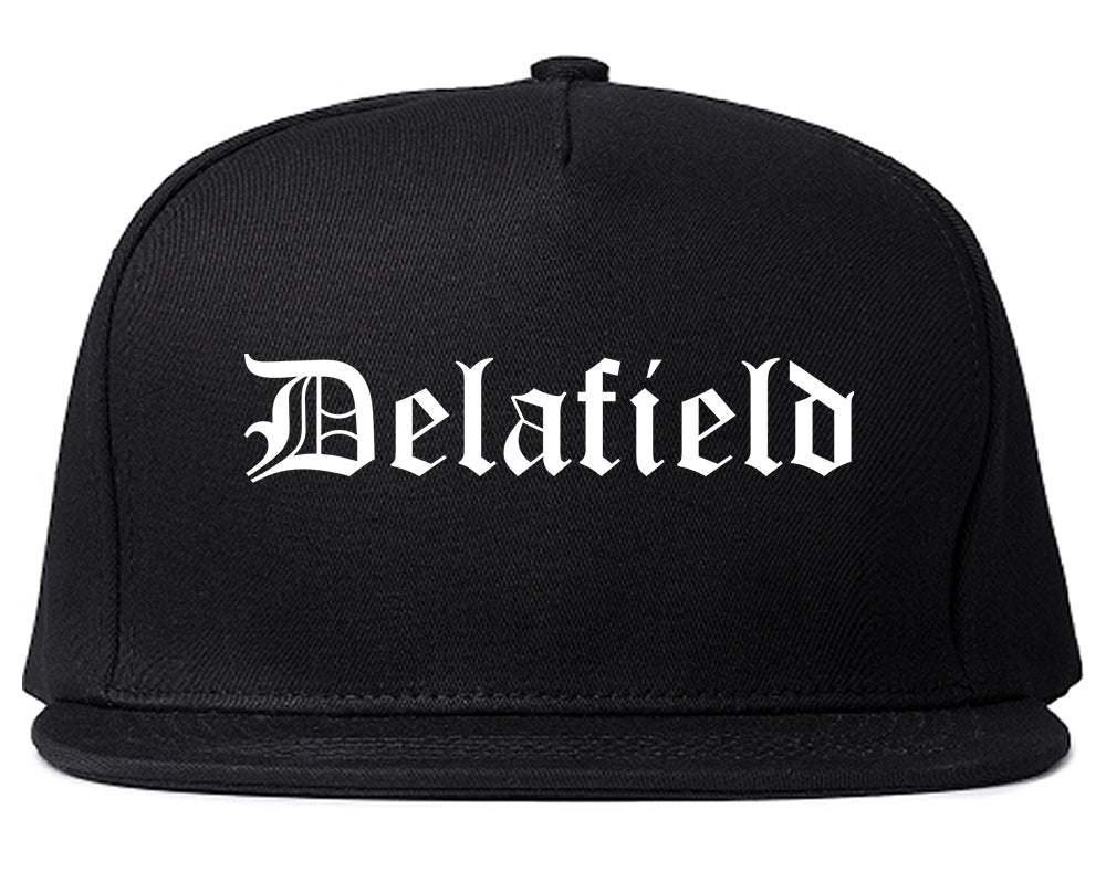 Delafield Wisconsin WI Old English Mens Snapback Hat Black
