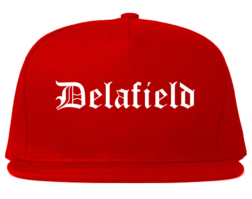 Delafield Wisconsin WI Old English Mens Snapback Hat Red