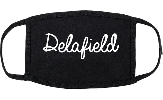 Delafield Wisconsin WI Script Cotton Face Mask Black