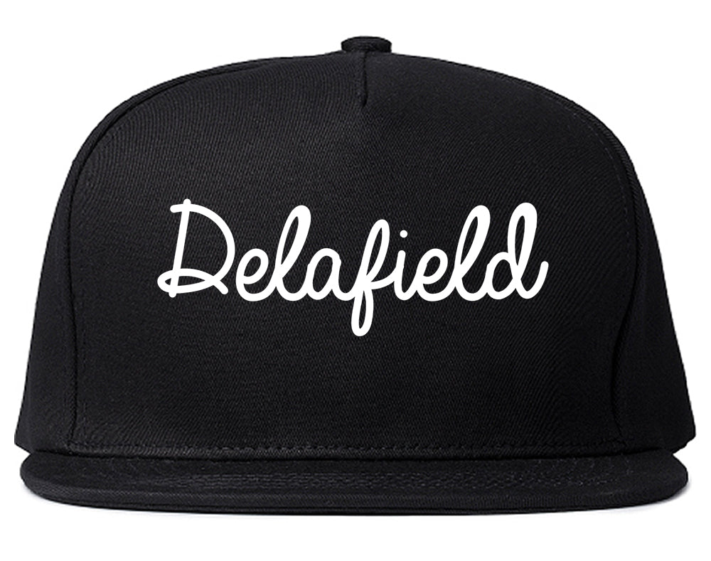 Delafield Wisconsin WI Script Mens Snapback Hat Black