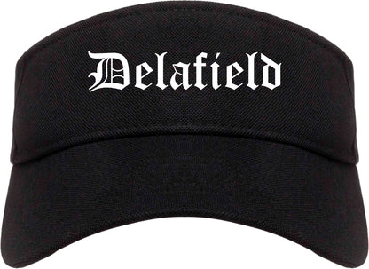 Delafield Wisconsin WI Old English Mens Visor Cap Hat Black