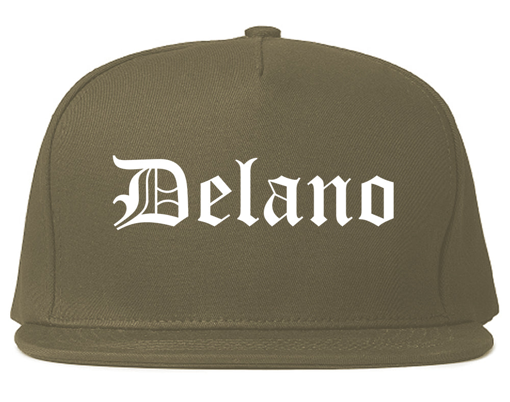 Delano California CA Old English Mens Snapback Hat Grey