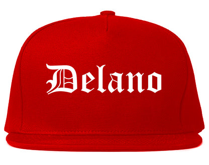 Delano California CA Old English Mens Snapback Hat Red
