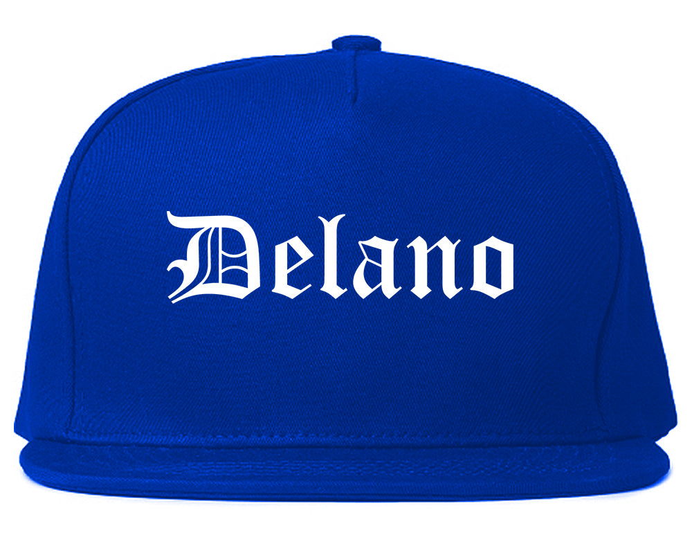 Delano California CA Old English Mens Snapback Hat Royal Blue