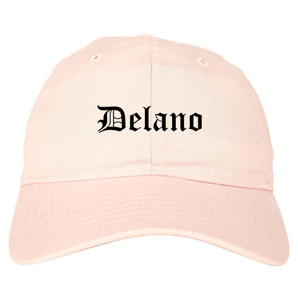 Delano California CA Old English Mens Dad Hat Baseball Cap Pink