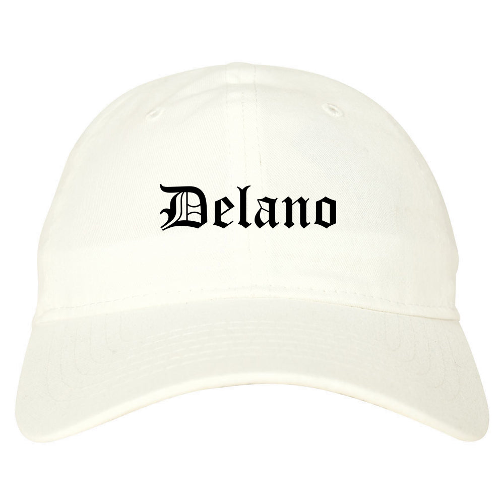 Delano California CA Old English Mens Dad Hat Baseball Cap White