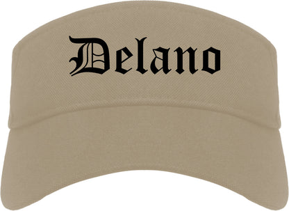 Delano California CA Old English Mens Visor Cap Hat Khaki