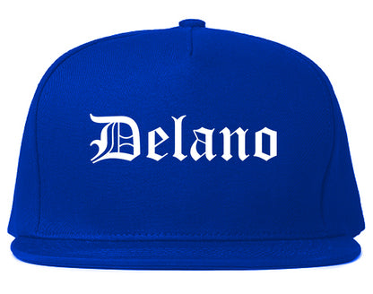 Delano Minnesota MN Old English Mens Snapback Hat Royal Blue