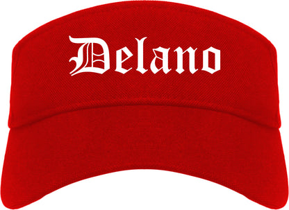 Delano Minnesota MN Old English Mens Visor Cap Hat Red