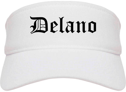 Delano Minnesota MN Old English Mens Visor Cap Hat White