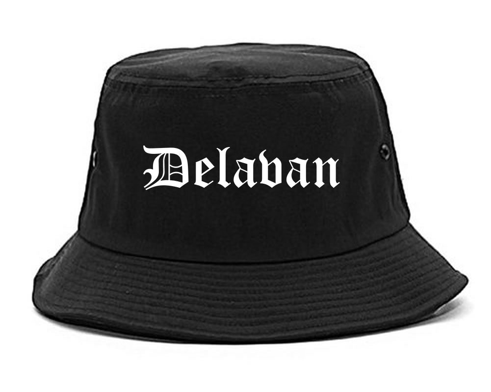 Delavan Wisconsin WI Old English Mens Bucket Hat Black