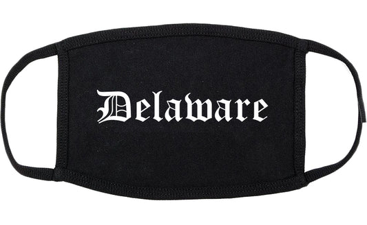 Delaware Ohio OH Old English Cotton Face Mask Black