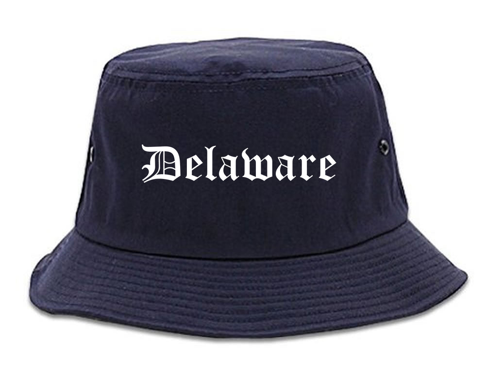 Delaware Ohio OH Old English Mens Bucket Hat Navy Blue