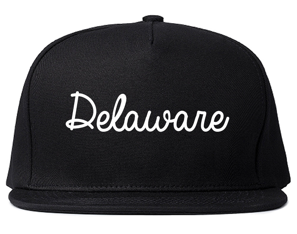 Delaware Ohio OH Script Mens Snapback Hat Black