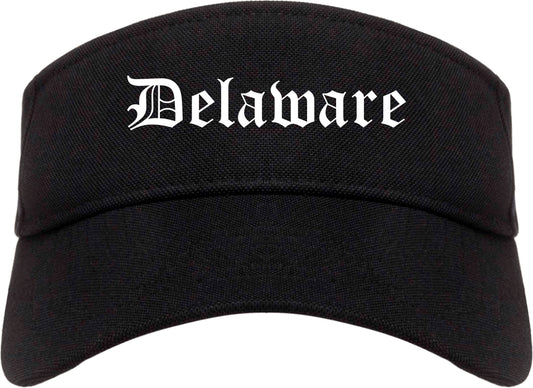 Delaware Ohio OH Old English Mens Visor Cap Hat Black