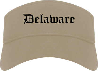 Delaware Ohio OH Old English Mens Visor Cap Hat Khaki