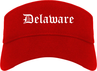 Delaware Ohio OH Old English Mens Visor Cap Hat Red