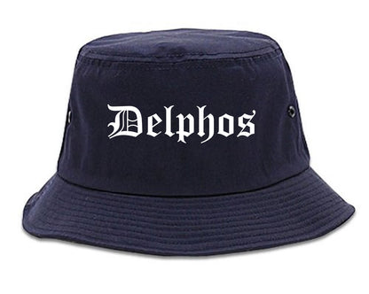 Delphos Ohio OH Old English Mens Bucket Hat Navy Blue