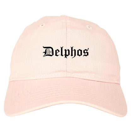 Delphos Ohio OH Old English Mens Dad Hat Baseball Cap Pink