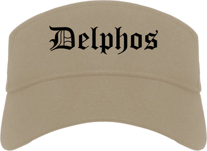 Delphos Ohio OH Old English Mens Visor Cap Hat Khaki