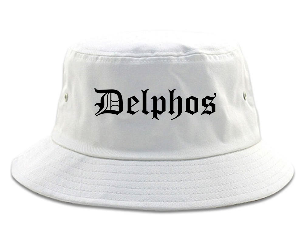 Delphos Ohio OH Old English Mens Bucket Hat White