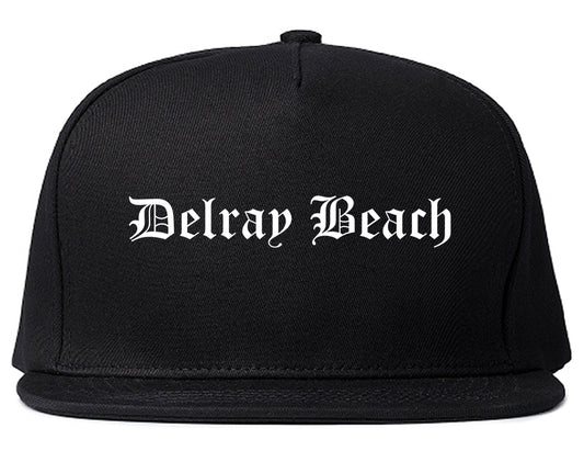 Delray Beach Florida FL Old English Mens Snapback Hat Black