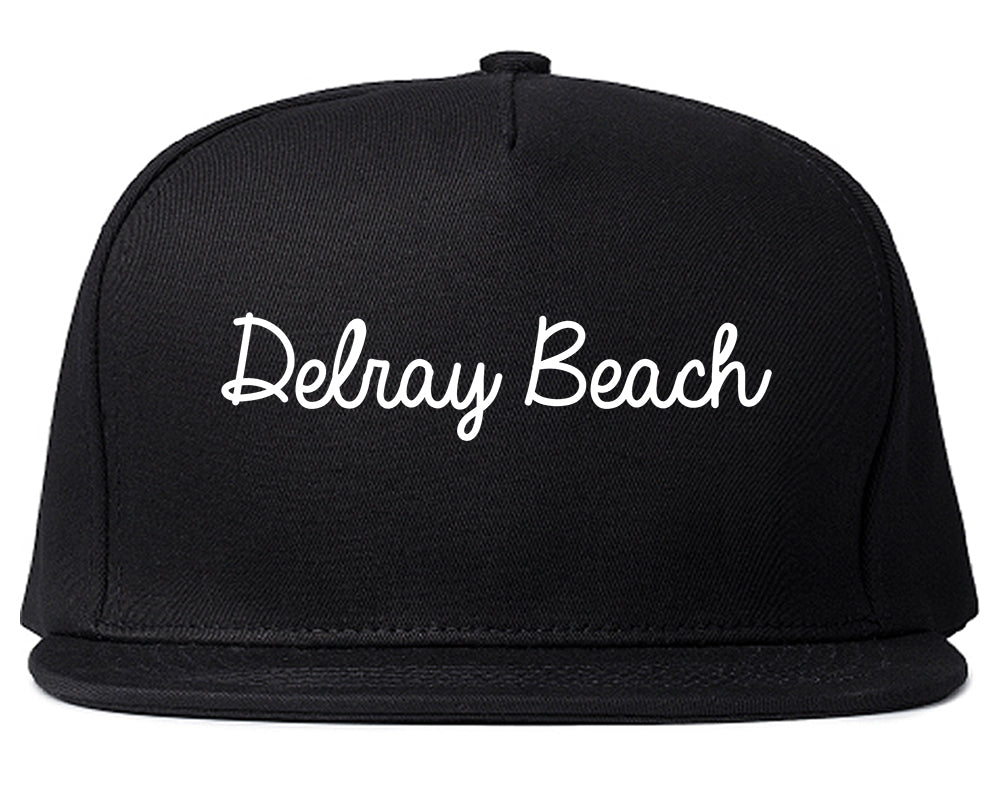 Delray Beach Florida FL Script Mens Snapback Hat Black