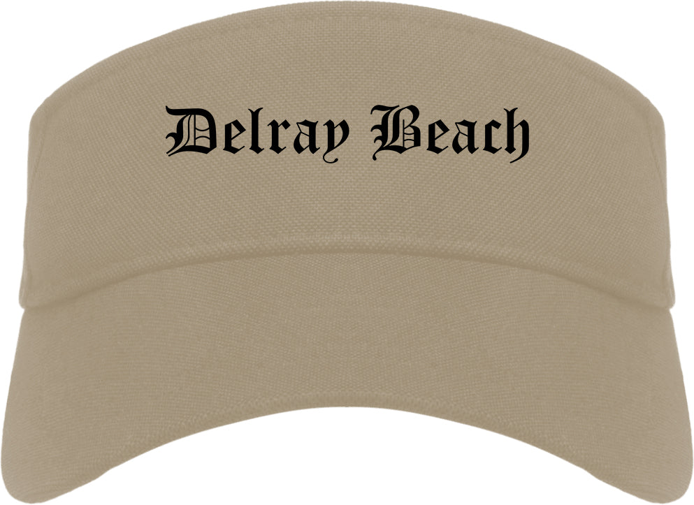 Delray Beach Florida FL Old English Mens Visor Cap Hat Khaki