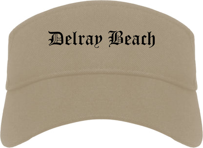 Delray Beach Florida FL Old English Mens Visor Cap Hat Khaki