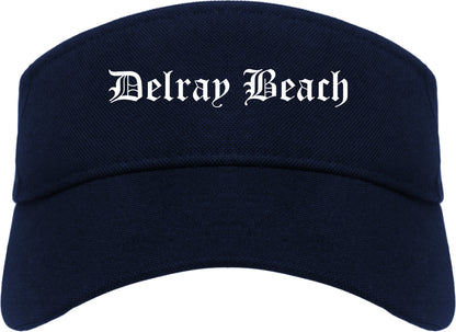 Delray Beach Florida FL Old English Mens Visor Cap Hat Navy Blue