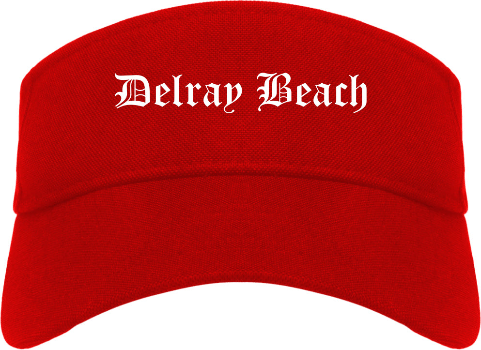 Delray Beach Florida FL Old English Mens Visor Cap Hat Red