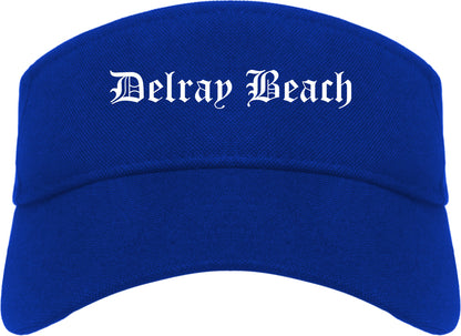 Delray Beach Florida FL Old English Mens Visor Cap Hat Royal Blue